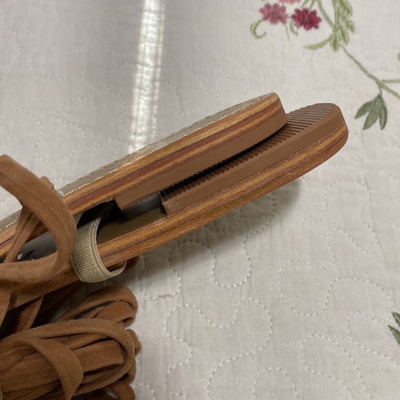 Anthropologie Pilcro Tie Up Sandals sz 8 Brown Flats tassels NWOB - Picture 7 of 9